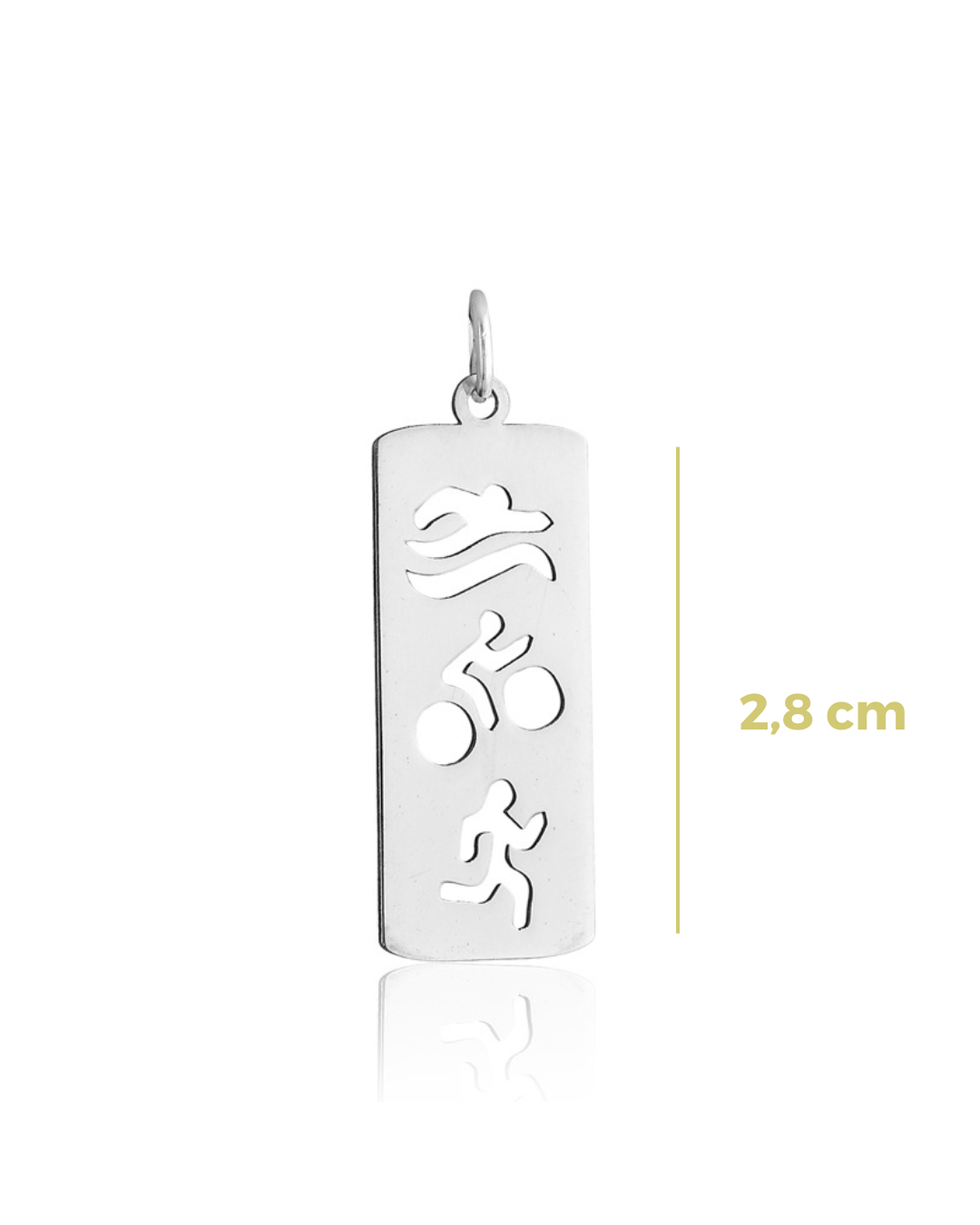 Colar de Prata Placa Triathlon 60cm – Supere Seus Limites